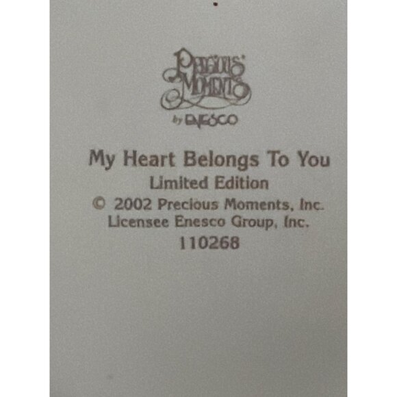 Precious Moments 2002 “My Heart Belongs To You” Ltd Ed Figurine #110268 - No Box - Picture 10 of 14